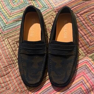 Rothys Mens "The Driving Loafer" Camo Black & Brown Slip On Shoes, Size 10.5